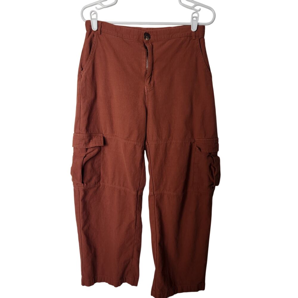 Good Luck Gem Rust Brown Relaxed Wide Leg Utility Casual Cargo Pants Size Large